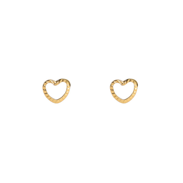 Open Heart Stud Goud Oorbellen E4806-2