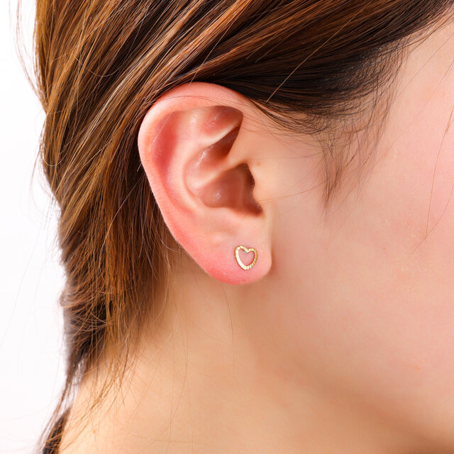 Open Heart Stud Goud Oorbellen E4806-2