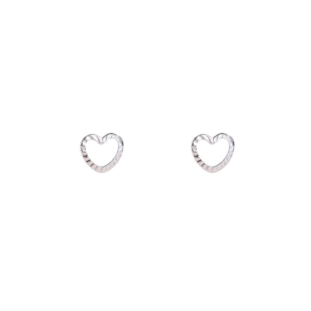 Open Heart Stud Zilver Oorbellen E4806-1