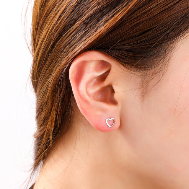 Open Heart Stud Zilver Oorbellen E4806-1