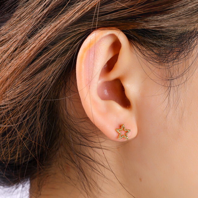 Open Star Stud Goud Oorbellen E4811-2