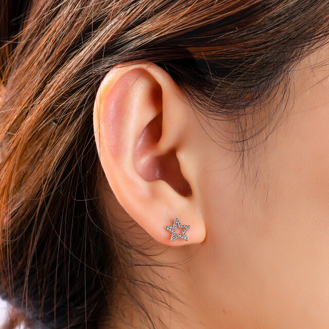 Open Star Stud Zilver Oorbellen E4811-1