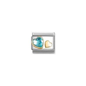 Nomination Link - 030613-07- Classic FACETED CZ with SYMBOLS - Light Blue Heart