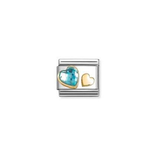 Nomination Link - 030613-07- Classic FACETED CZ with SYMBOLS - Light Blue Heart