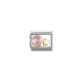 Nomination Link - 030613-06- Classic FACETED CZ with SYMBOLS - Pink Heart