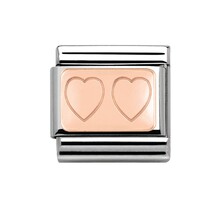 Nomination Link Rosékleurig - 430101-15 - Classic PLATES - Double Hearts
