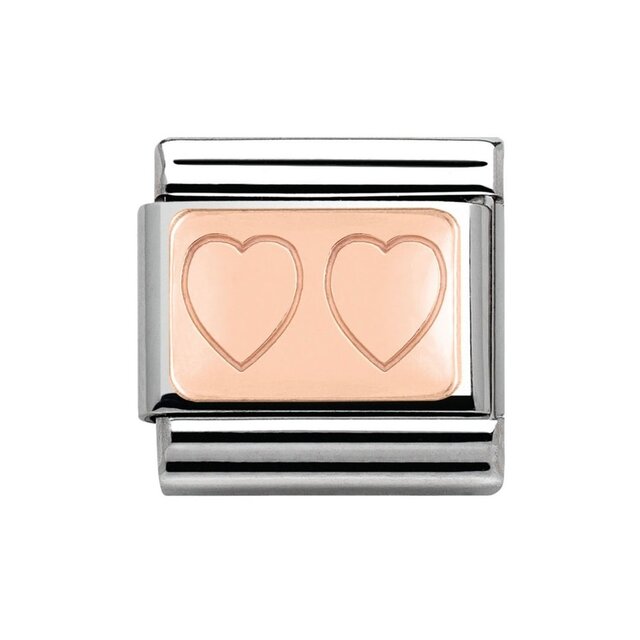 Nomination Link Rosékleurig - 430101-15 - Classic PLATES - Double Hearts Nomination Link Rosékleurig - 430101-15 - Classic PLATES - Double Hearts