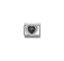 Nomination Link - 330606-011 - Classic CL FACETED STONES - Heart with Dots rich Setting Black