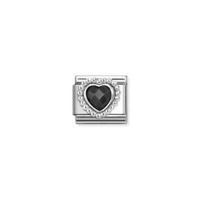 Nomination Link - 330606-011 - Classic CL FACETED STONES - Heart with Dots rich Setting Black