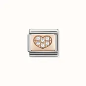 Nomination Link Rosékleurig - 430302-01 - Classic SYMBOLS IN STAINLESS STEEL WITH 9K ROSE GOLD AND CZ - Heart Plate Nomination Link Rosékleurig - 430302-01 - Classic SYMBOLS IN STAINLESS STEEL WITH 9K ROSE GOLD AND CZ - Heart Plate
