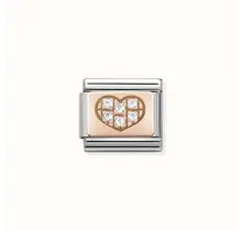 Nomination Link Rosékleurig - 430302-01 - Classic SYMBOLS IN STAINLESS STEEL WITH 9K ROSE GOLD AND CZ - Heart Plate