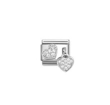 Nomination Link - 331817-15 - CHARMS - CZ Pavè Heart and Heart