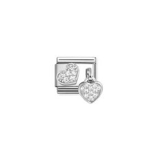 Nomination Link - 331817-15 - CHARMS - CZ Pavè Heart and Heart