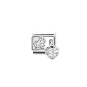 Nomination Link - 331817-15 - CHARMS - CZ Pavè Heart and Heart