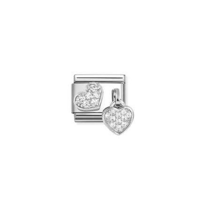 Nomination Link - 331817-15 - CHARMS - CZ Pavè Heart and Heart Nomination Link - 331817-15 - CHARMS - CZ Pavè Heart and Heart