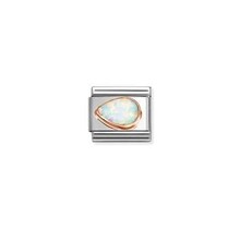 Nomination Link Rosékleurig - 430513-07 - Classic FACETED STONES DROP LEFT -  Opal