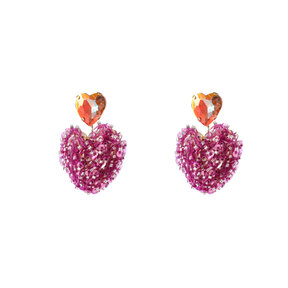 Bunch of Beads Heart - 14K + Fucsia E5113-1