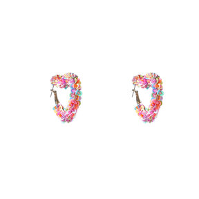 Sequin Heart Hoop - 14K + Rainbow E5116-4
