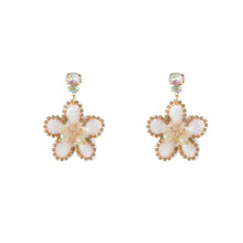 Flower Dangle - 14K + White E5123-1