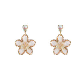 Flower Dangle - 14K + White E5123-1
