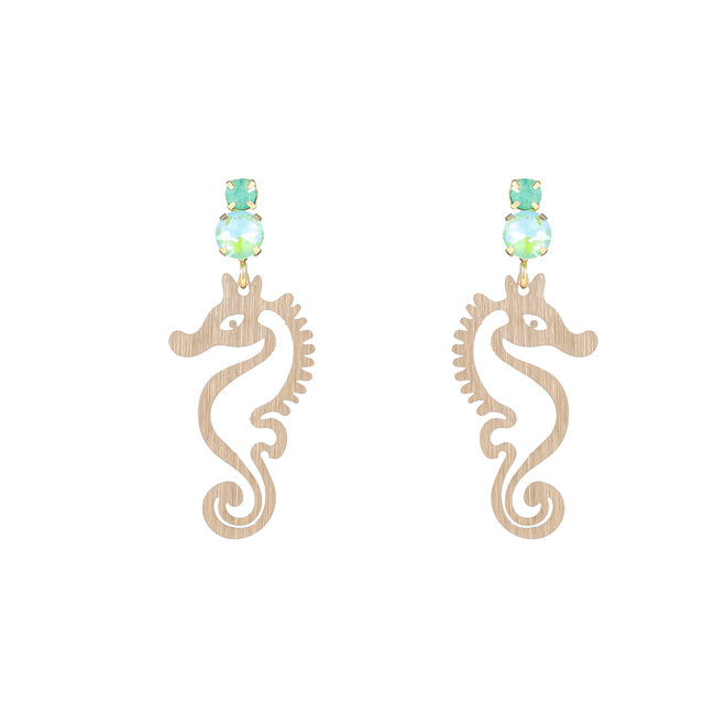 SEAHORSE DANGLE MINT OORBELLEN E4127-3