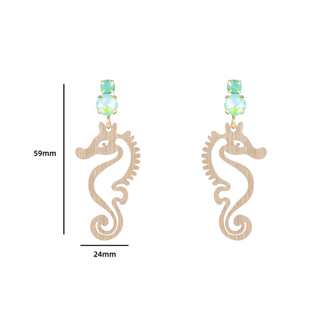 SEAHORSE DANGLE MINT OORBELLEN E4127-3