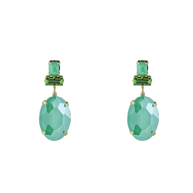 BIG FACET STONE MINT OORBELLEN E4124-3