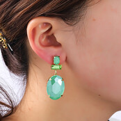 BIG FACET STONE MINT OORBELLEN E4124-3