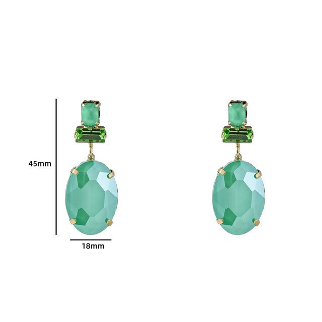 BIG FACET STONE MINT OORBELLEN E4124-3