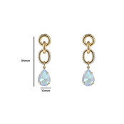 CHAIN + DROP STONE WHITE OORBELLEN E4041-1