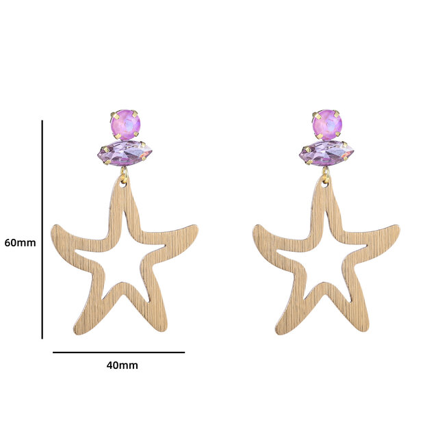 STARFISH DANGLE LILAC OORBELLEN E4126-2