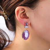 BIG FACET STONE LILAC OORBELLEN E4124-2