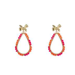 Bow Drop Dangle Fuchsia Orange E5091-3