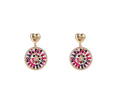 Heart Beaded Round Black Pink Oorbellen E4551-2