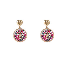 Heart Beaded Round Black Pink Oorbellen E4551-2