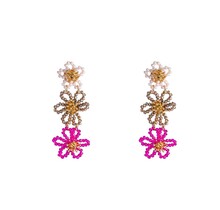 3 BIG FLOWERS PINK OORBELLEN E4089-4