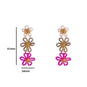 3 BIG FLOWERS PINK OORBELLEN E4089-4