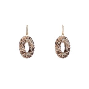 Full-on Beads Oval Mocca Mix Oorbellen E3509-18