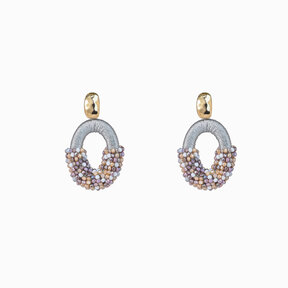Beaded Oval Dangle - 14K + Summer Grey E5096-1