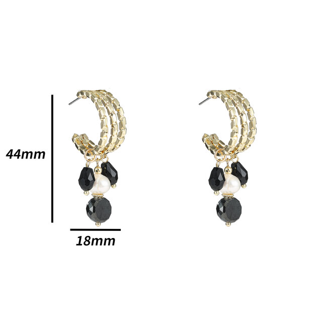 Stoned Creole Black Oorbellen E4665-1