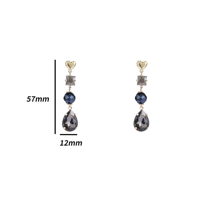 Top Heart Dangle Black Oorbellen E4647-1