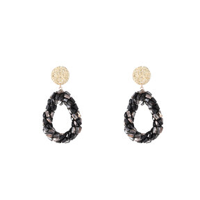 Long Beads Drop - black Oorbellen E4571-1