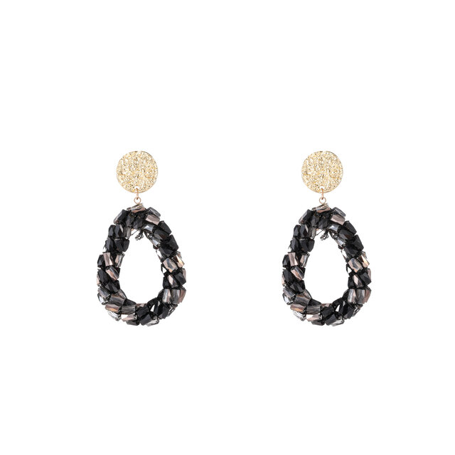 Long Beads Drop - black Oorbellen E4571-1