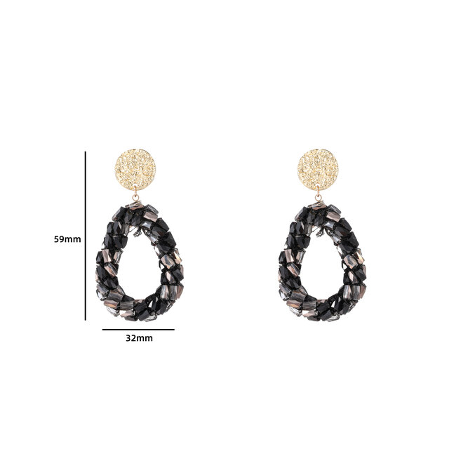Long Beads Drop - black Oorbellen E4571-1