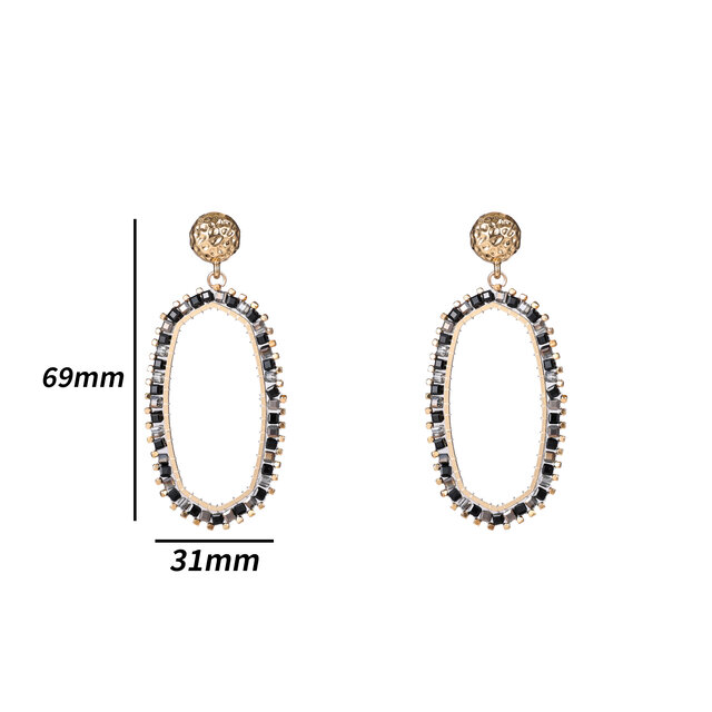 Hexagon Dangle Black Oorbellen E4560-1