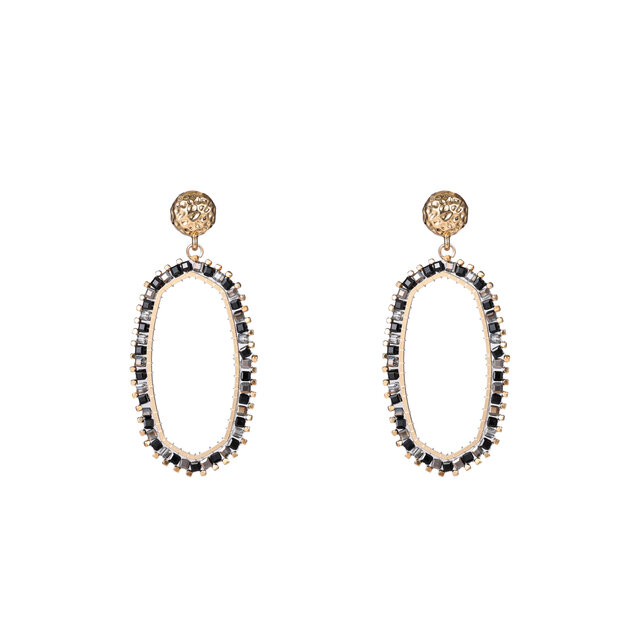 Hexagon Dangle Black Oorbellen E4560-1