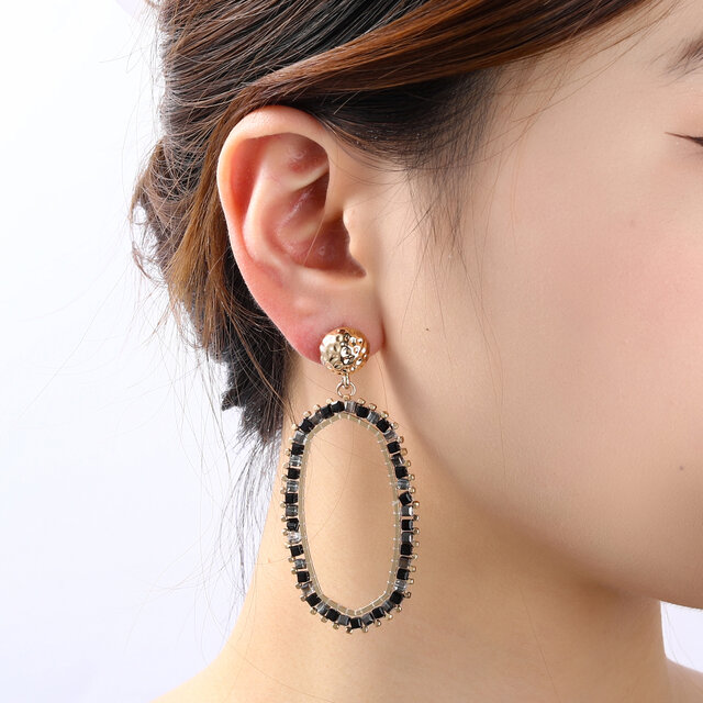 Hexagon Dangle Black Oorbellen E4560-1