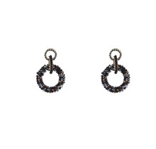 Beads Circles Dangle Black Oorbellen E4037-07