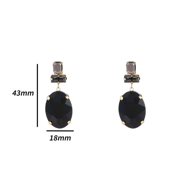 Big Stone Oorbellen Zwart E4124-5