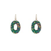 Full-on Beads Oval Green Rainbow Oorbellen E3509-20